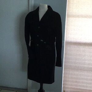 Long black denim button through jacket Harley Davidson